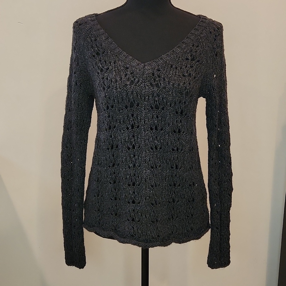 American Eagle V Neck Sweater Gray Women's Sz S/P NICE!